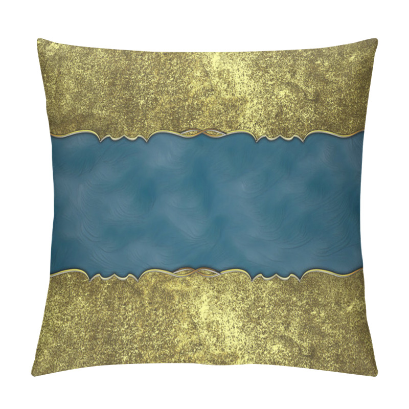 Personality  Gold Old Edges With Blue Ribbon. Design Template. Design Site Pillow Covers