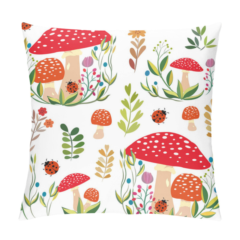 Personality  Mushroom Meadow, Ladybug Pillow Covers