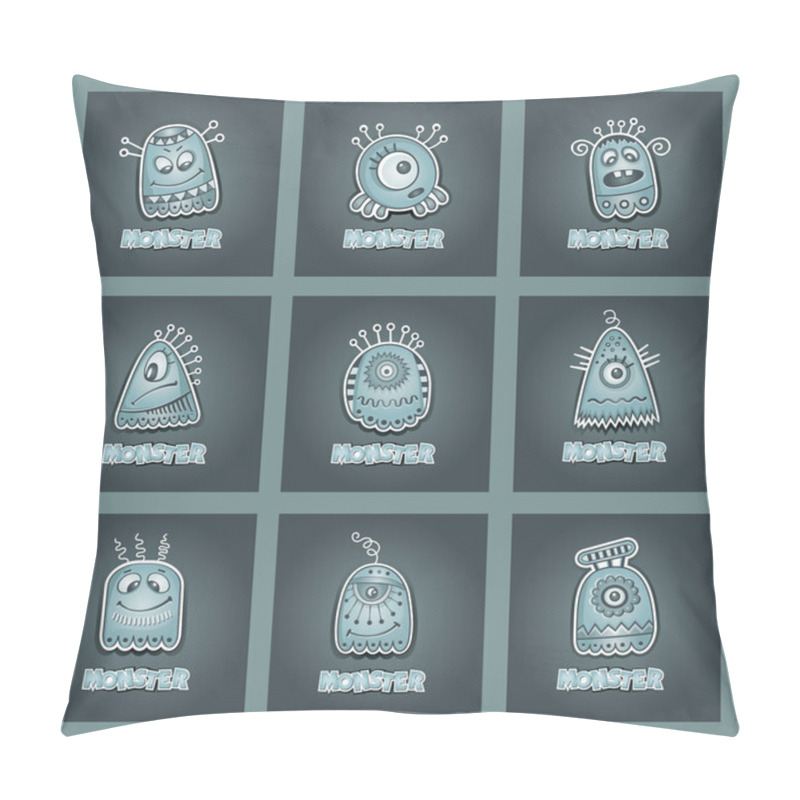 Personality  Vector Cartoon Aliens And Monsters Set Pillow Covers