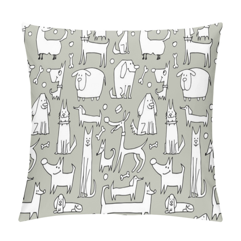 Personality  Funny Dogs Collection, Seamless Pattern For Your Design Pillow Covers