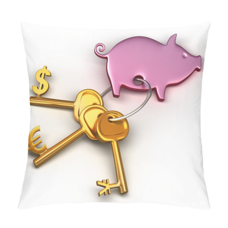 Personality  Piggy Bank - Keychain And Different Money Keys. Key To The Dollar, Euro And Yen Pillow Covers