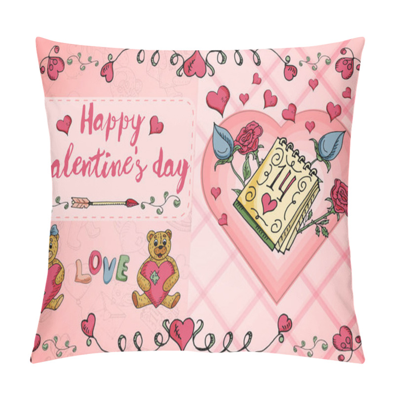 Personality  Design Of 14 Greeting Card Layout On The Theme Of Love And Valen Pillow Covers