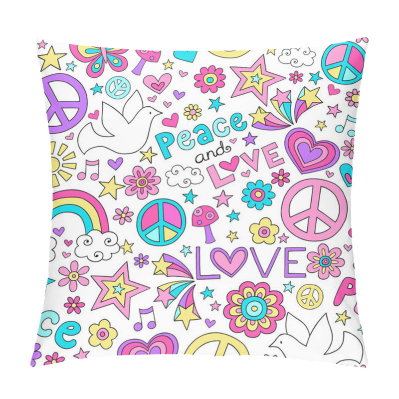 Personality  Peace And Love Doodles Seamless Repeat Pattern Design Pillow Covers