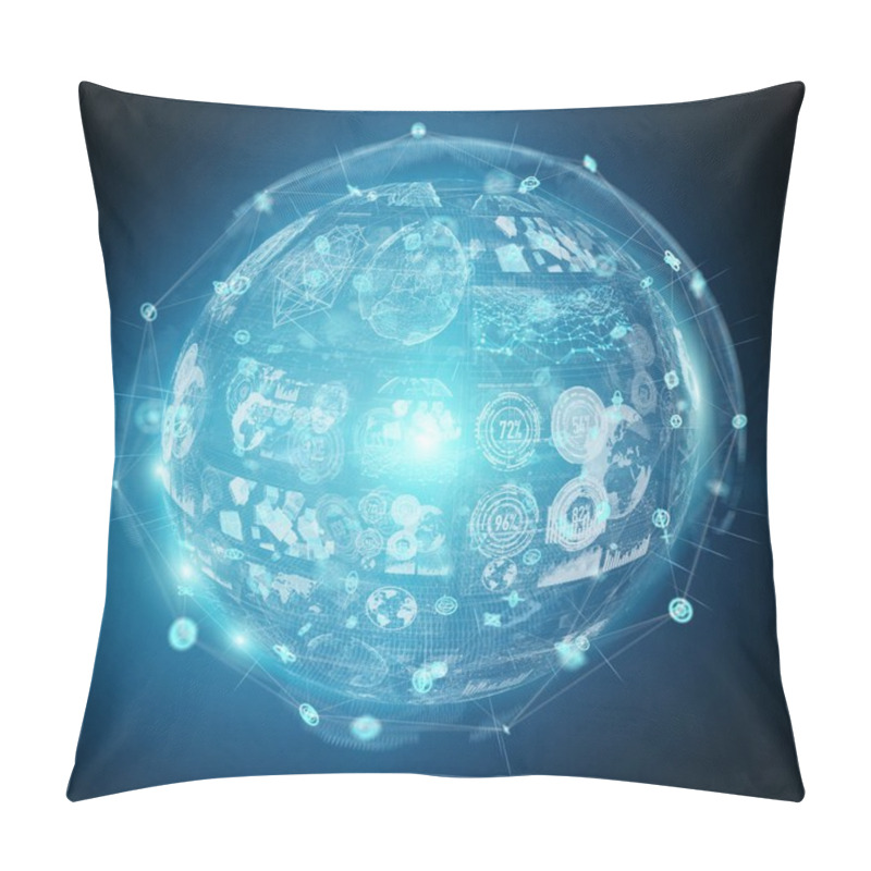 Personality  Holograms Datas Digital Sphere 3D Rendering Pillow Covers