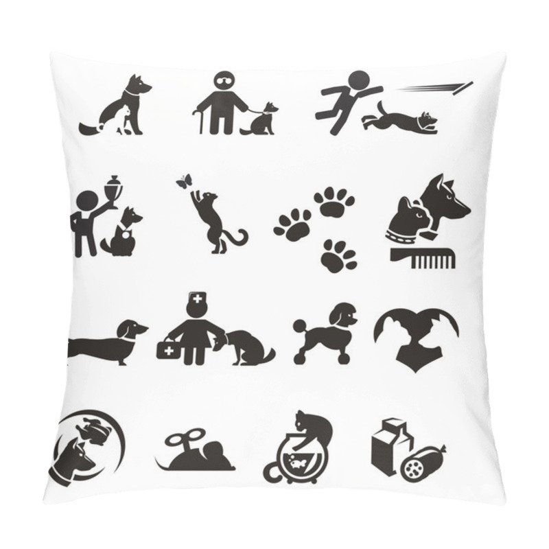 Personality  Dog And Cat Icons Set Pillow Covers