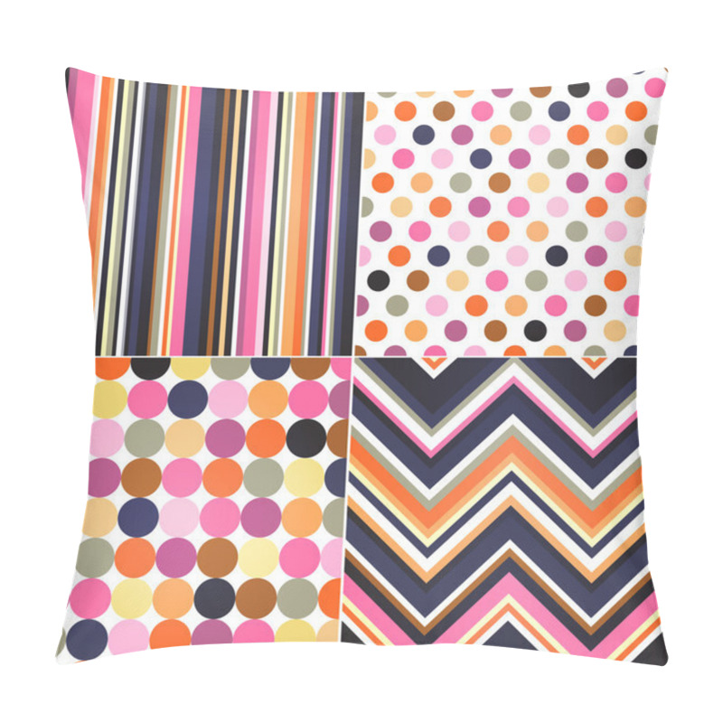 Personality  Seamless Stripes, Zig Zag And Polka Dots Background Pillow Covers