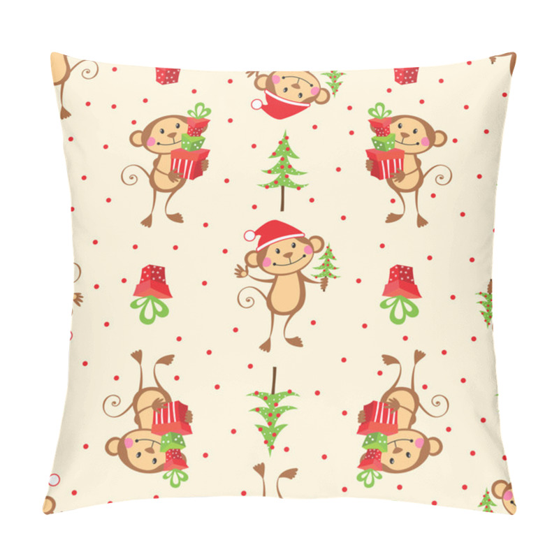 Personality  New Year Seamless Pattern With Funny Monkeys Pillow Covers