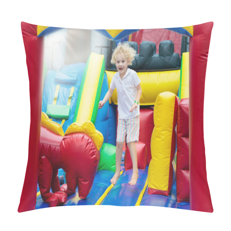 Personality  Child Jumping On Playground Trampoline. Kids Jump. Pillow Covers