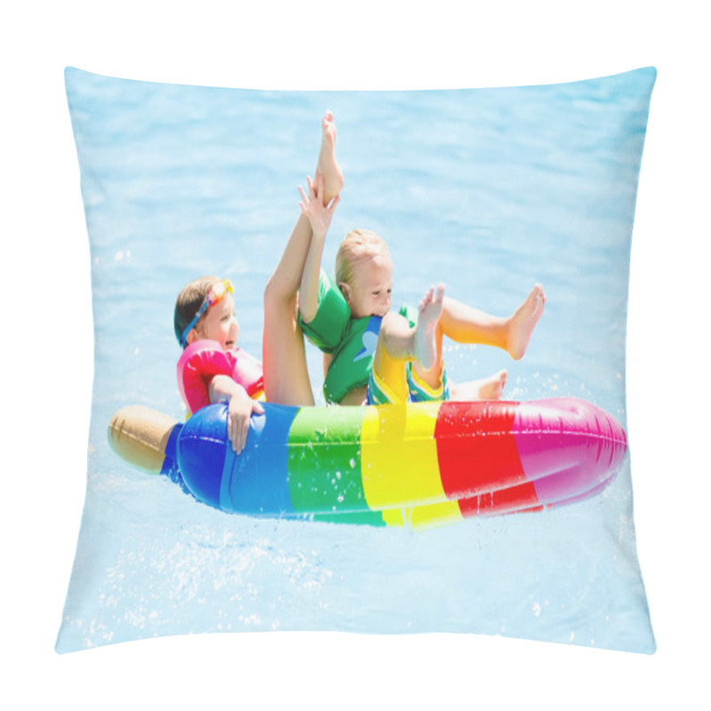 Personality  Kids On Inflatable Float In Swimming Pool.  Pillow Covers