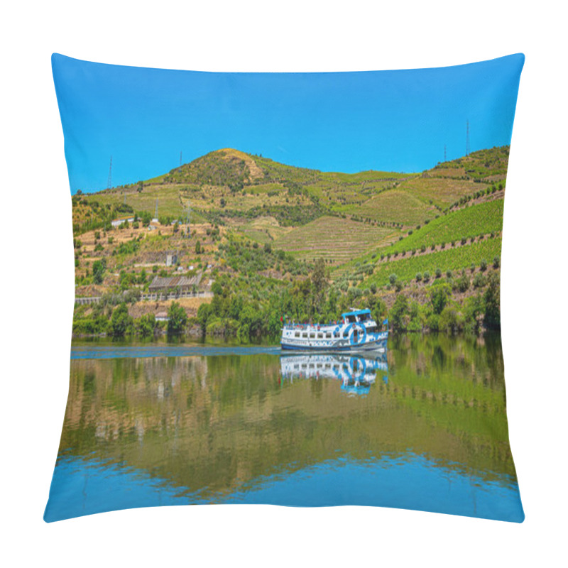 Personality  Cruise Ship On Douro River Passing Among Vineyards, Porto Pillow Covers