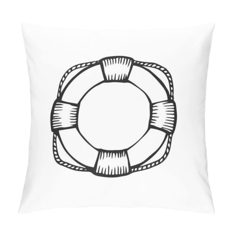 Personality  Hand Drawn Lifebuoy Vector Illustration On White Background. Pillow Covers