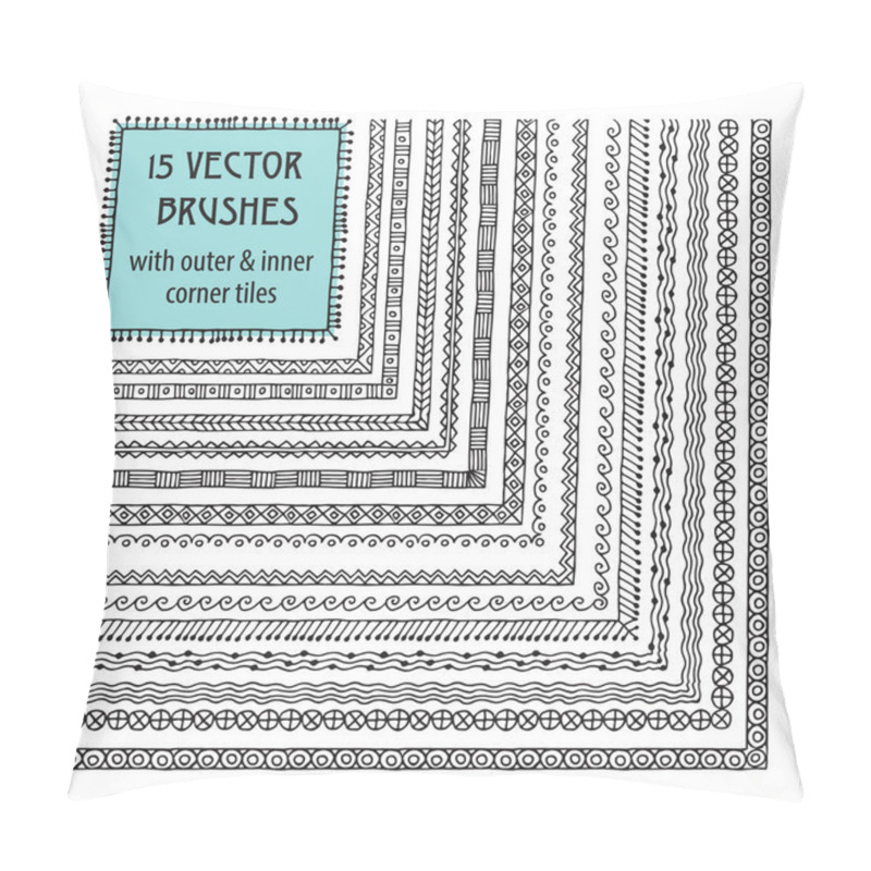 Personality  Vector Set Of Brushes With Outer And Inner Corner Tiles Pillow Covers