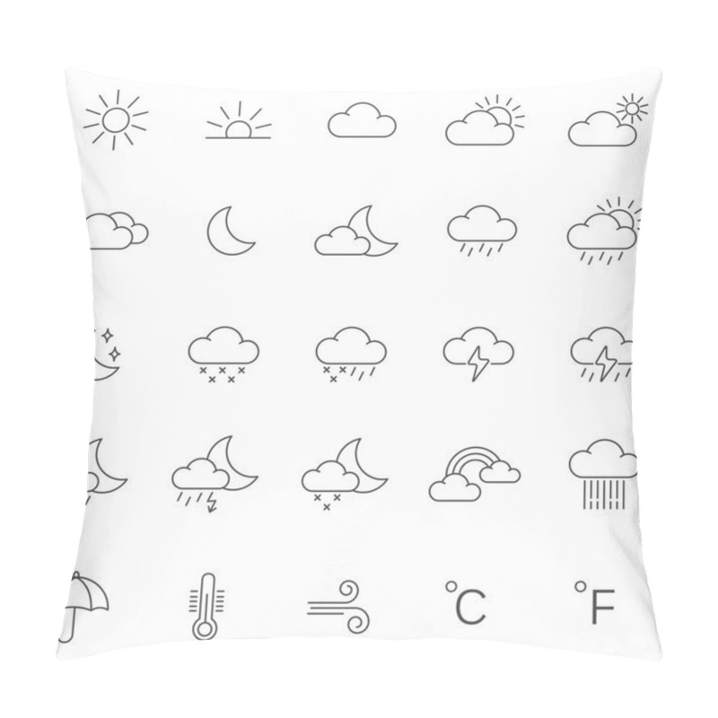 Personality  Weather  Icons, Set. Pillow Covers