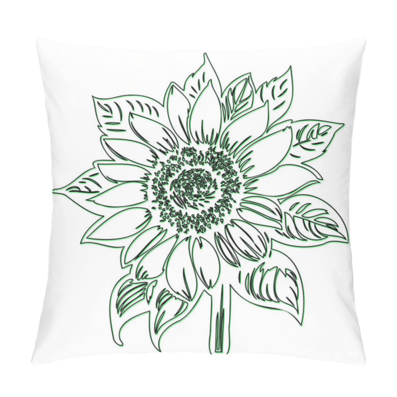 Personality  Hand Drawn Sunflower Outline Illustration Pillow Covers