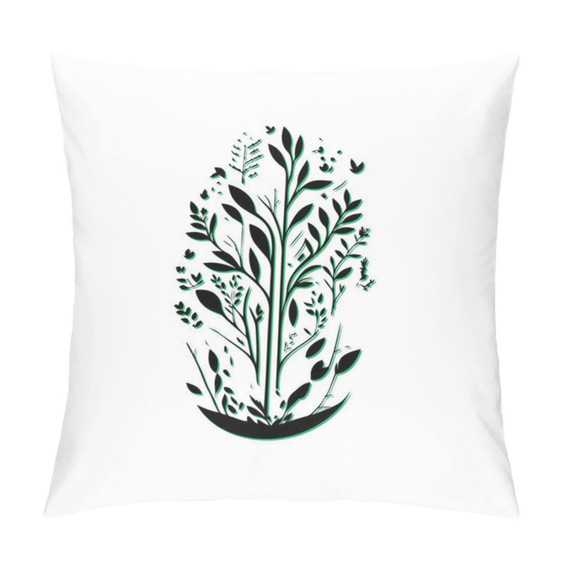 Personality  Tree Of Life Silhouette With Floral Elements. Concept Of Growth, Nature, And Ecology. Pillow Covers