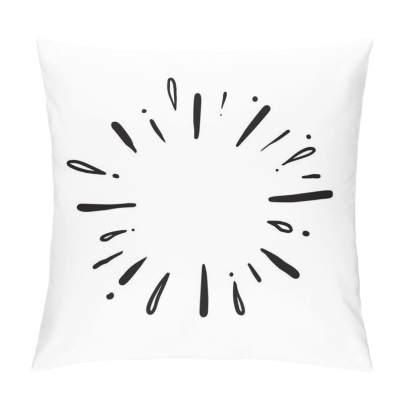 Personality  Hand Drawn Sunburst Shine Ray. Doodle Pillow Covers