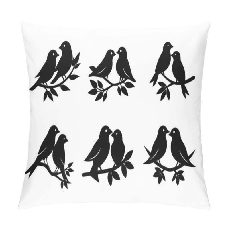 Personality  Black And White Silhouette Of Birds On Branches, Perfect For Design Elements. Pillow Covers