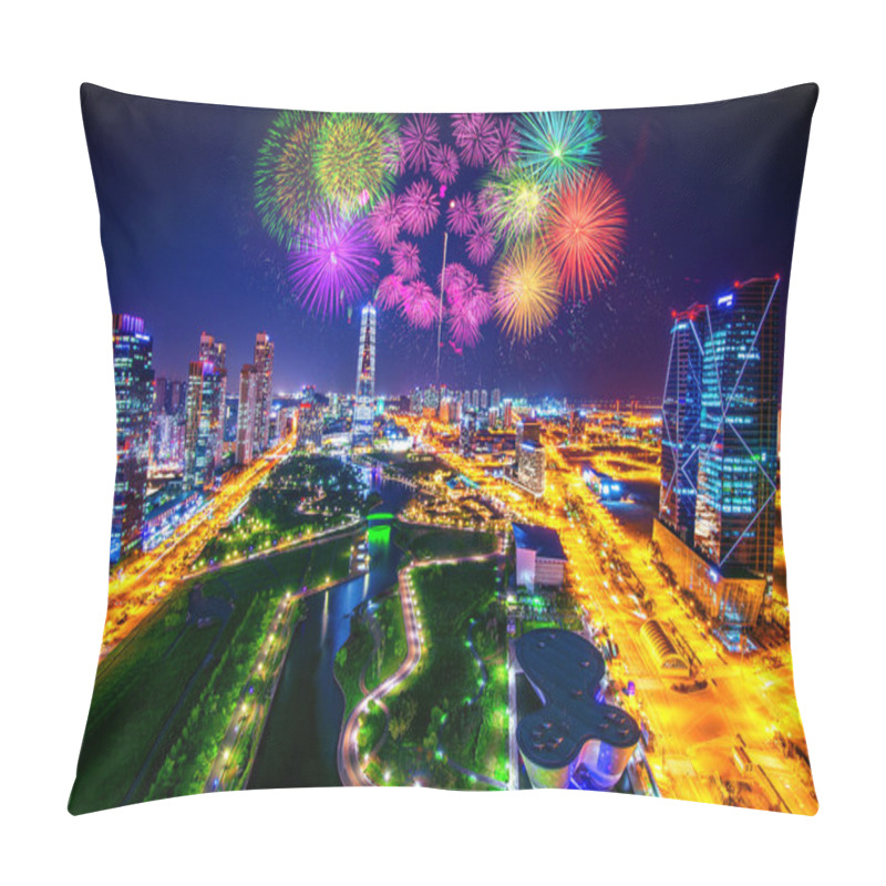 Personality  Firework Festival At Central Park In Incheon, South Korea. Central Park Is The Green Space Plan,inspired By NYC. Pillow Covers