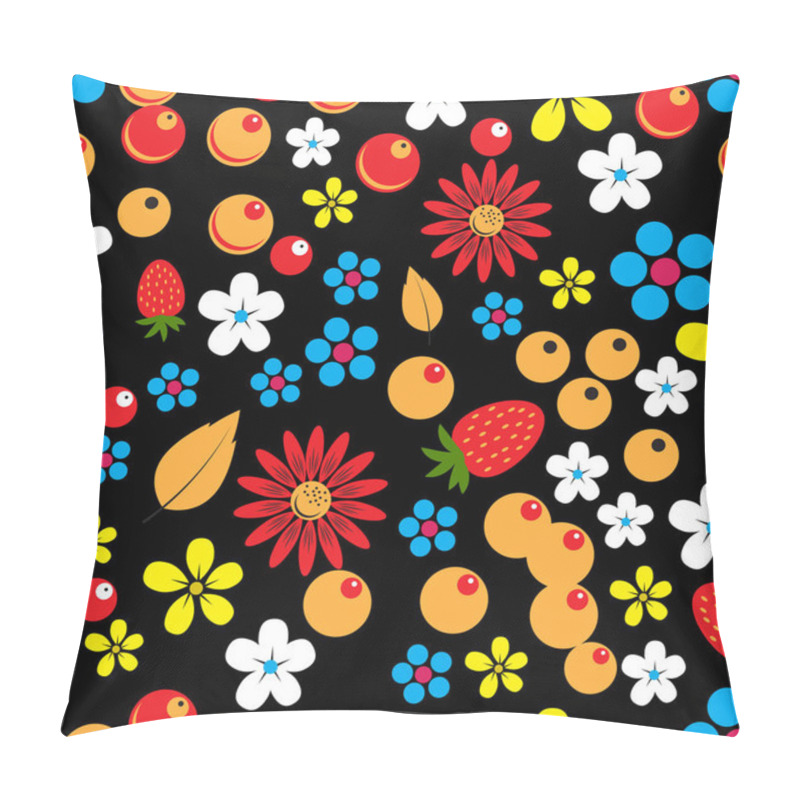 Personality  Abstract Seamless Pattern With Berries, Leaves And Flowers Pillow Covers