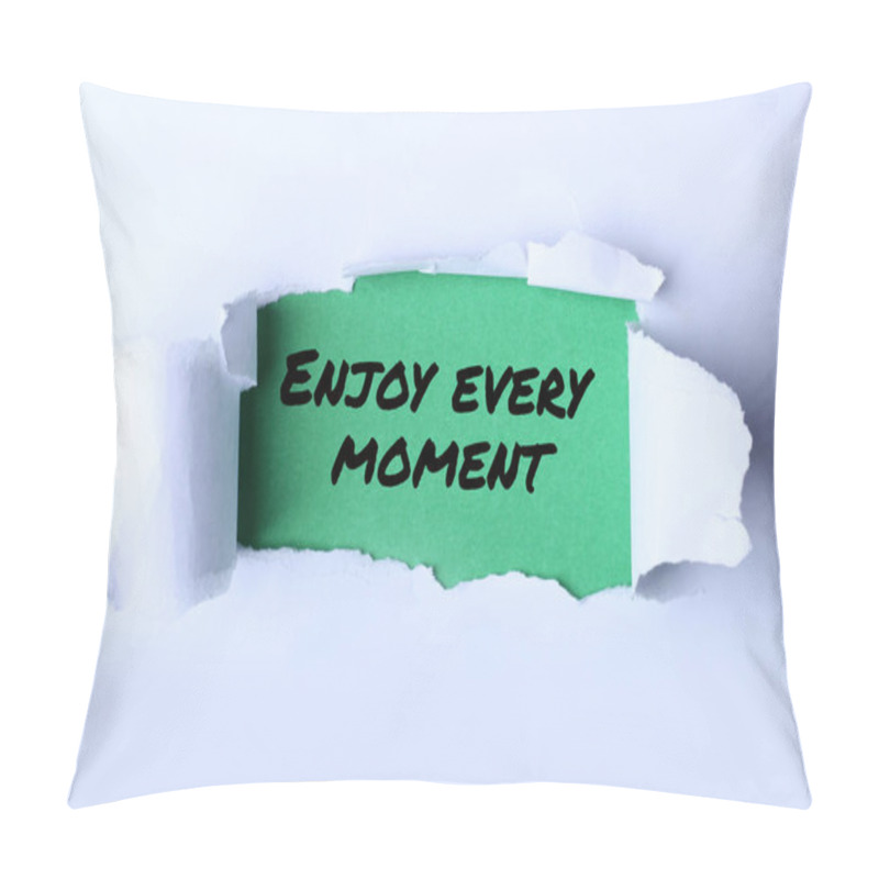 Personality  Enjoy Your Life Text On Sticker Note With Torn Paper Pillow Covers