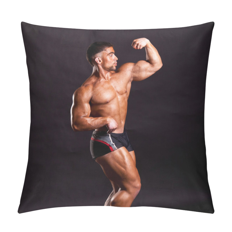 Personality  Young Bodybuilder Posing Pillow Covers