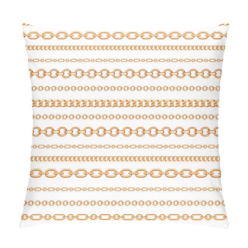 Personality  Seamless Pattern Of Gold Chain Lines On White Background. Vector Illustration Pillow Covers