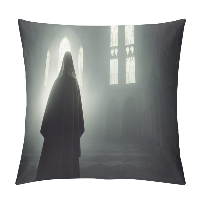 Personality  3D Illustration Of Halloween Concept Background Of Skeleton Ghost In Old Horror House. Pillow Covers