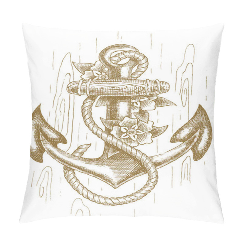 Personality  Sea Anchor With Rope And Flowers Drawn By Hand Pillow Covers