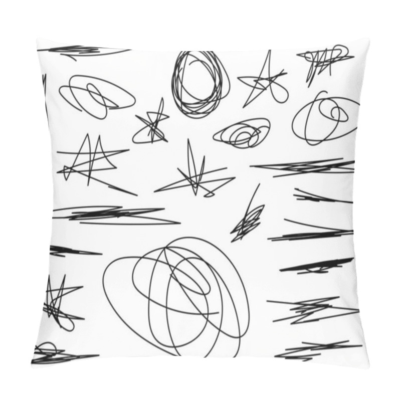 Personality  Vector Light Set Of Hand Drawn Scribble Line Shapes. Scribble Brush Strokes Set. Logo Design Elements. Chaos Doodle Pattern. Vector Illustration Isolated On White Background Pillow Covers