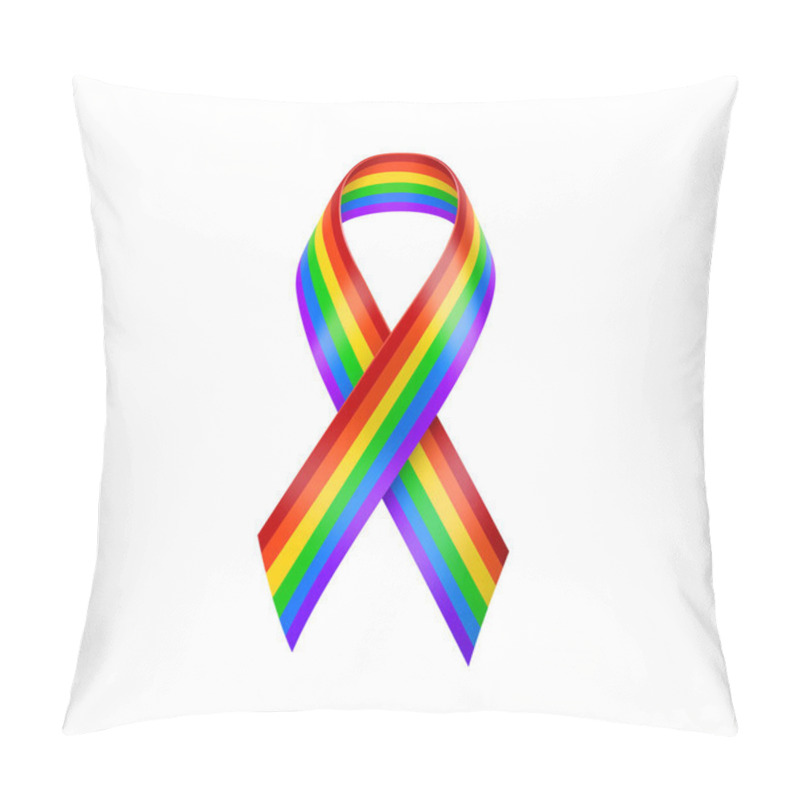 Personality  Realistic LGBT Ribbon. Rainbow Ribbon. LGBT Support Symbol And Flag. Vector Illustration Pillow Covers