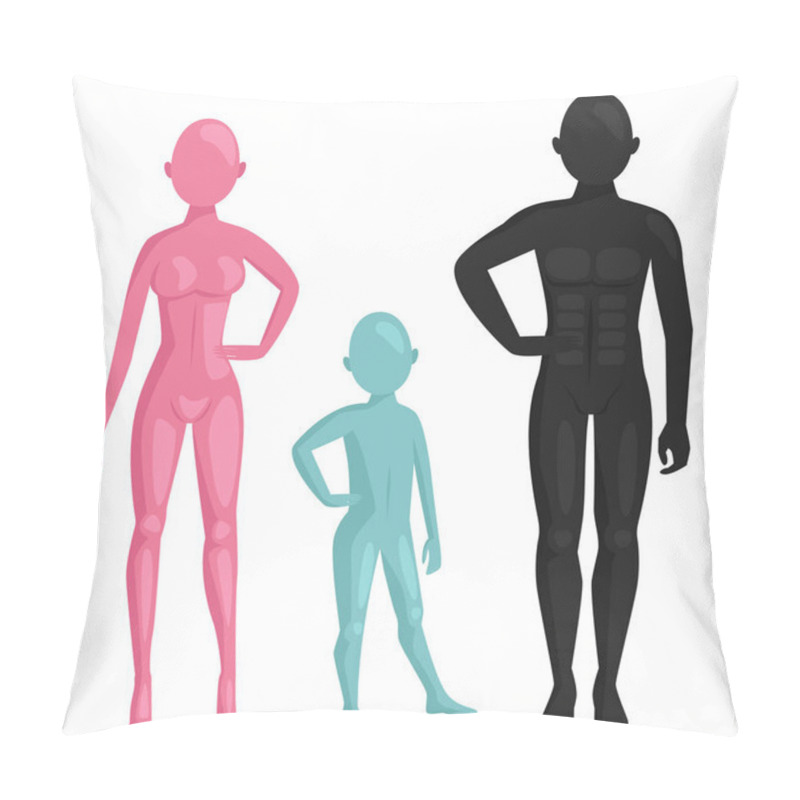 Personality  Vector Dummy Mannequin Model Poses Male And Female Beautiful Attractive Sculpture Plastic Figure Silhouette. Pillow Covers