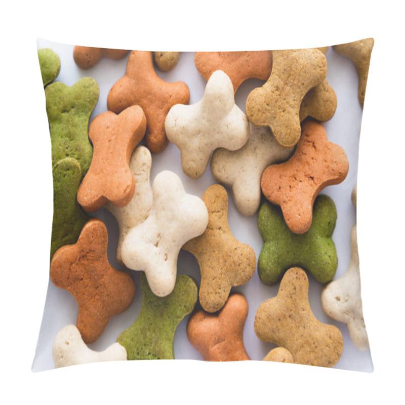 Personality  Close Up View Of Crunchy Bone Shaped Cookies For Dog  Pillow Covers