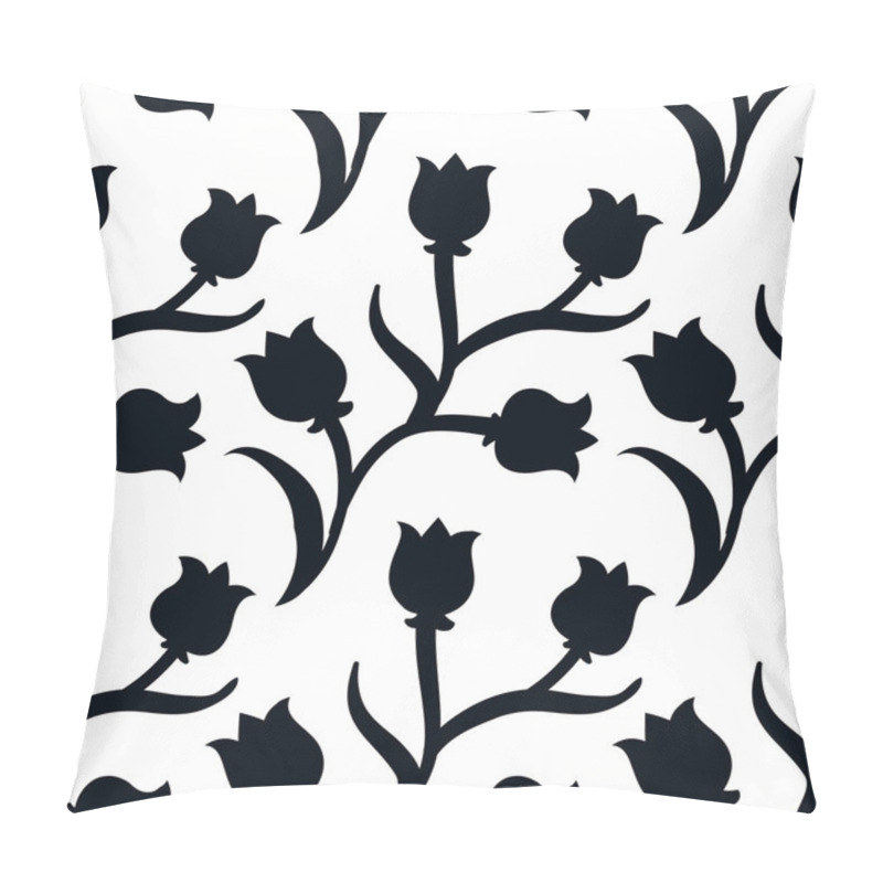 Personality  Ditsy Floral Pattern With Black Tulips On White Pillow Covers