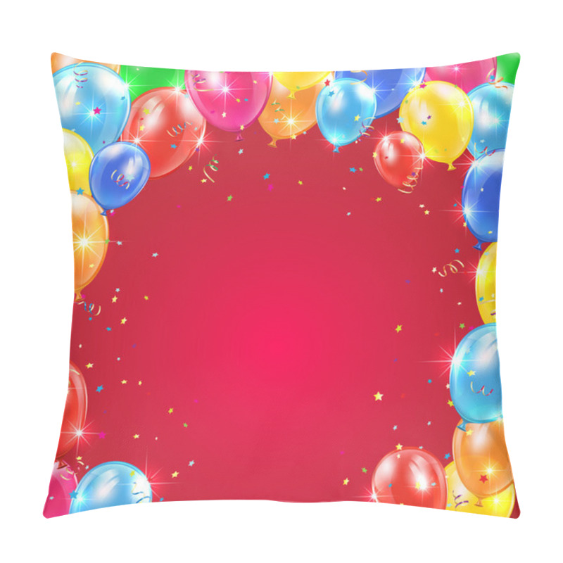 Personality  Birthday Balloons On Red Background Pillow Covers