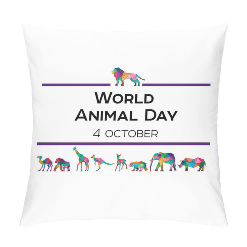 Personality  Vector Illustration For The World Animal Day On October 4. Polygonal Animals. An Elephant, A Rhinoceros, A Camel, A Giraffe, A Kangaroo, A Roe Deer, A Gorilla, A Bear. Pillow Covers