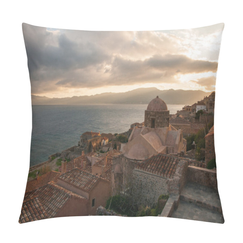 Personality  Cityscape At Medieval Town Of Monemvasia Pillow Covers