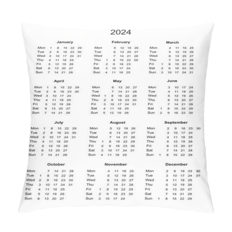 Personality  Calendar 2024. Printable Calendar For 2024. Sunday Start. Minimalist Style. Usual Wall Calendar. Planner For Office. Business Planner For 2024 Pillow Covers