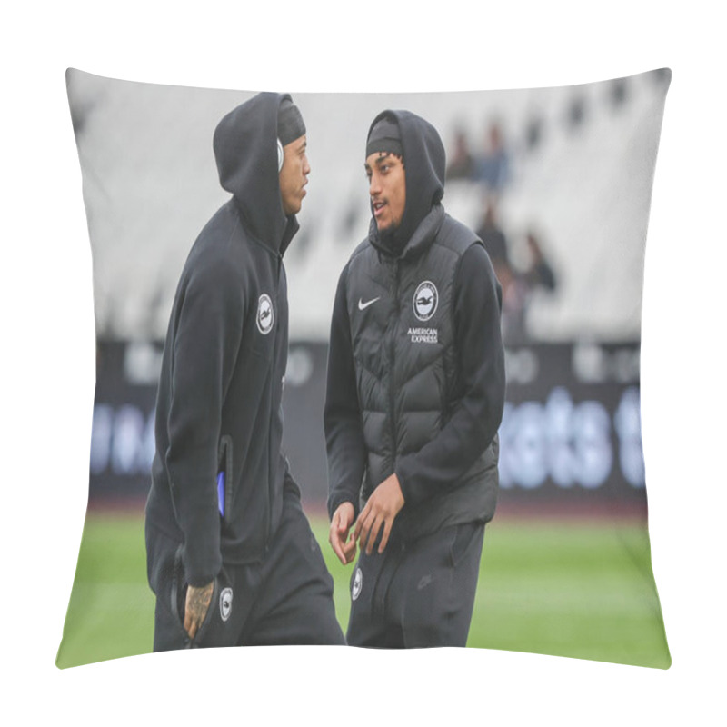 Personality  Joo Pedro Of Brighton & Hove Albion Arrives During The Premier League Match West Ham United Vs Brighton And Hove Albion At London Stadium, London, United Kingdom, 21st December 2024 Pillow Covers