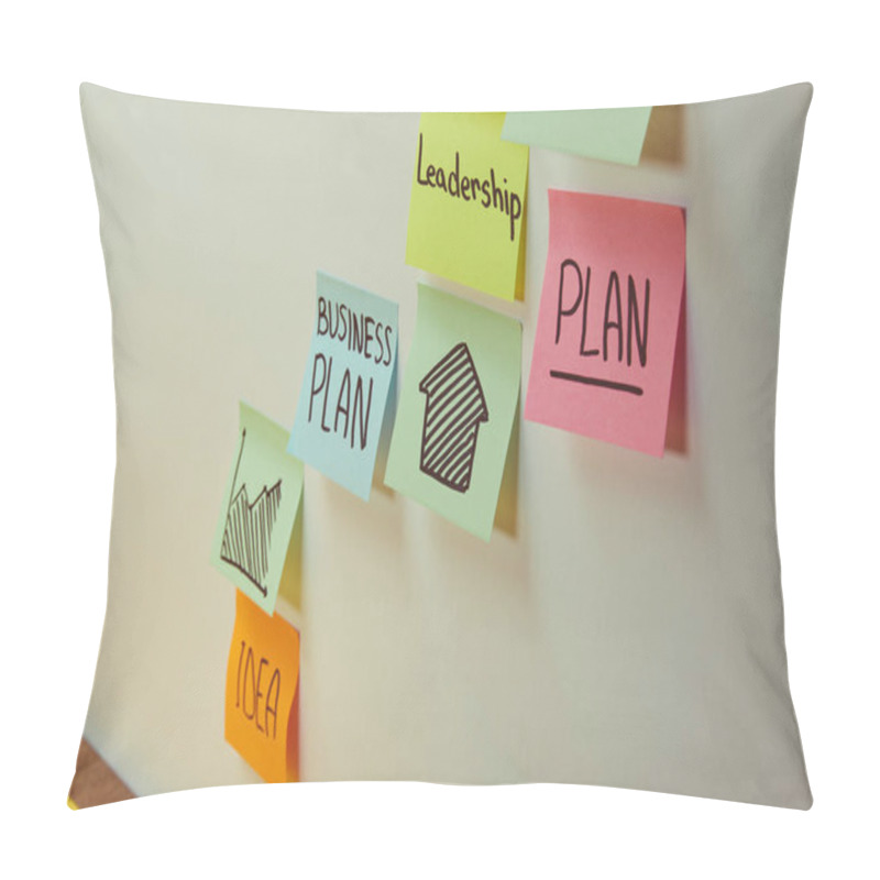 Personality  Paper Stickers With Words Business Plan, Leadership And Idea On Wall Pillow Covers