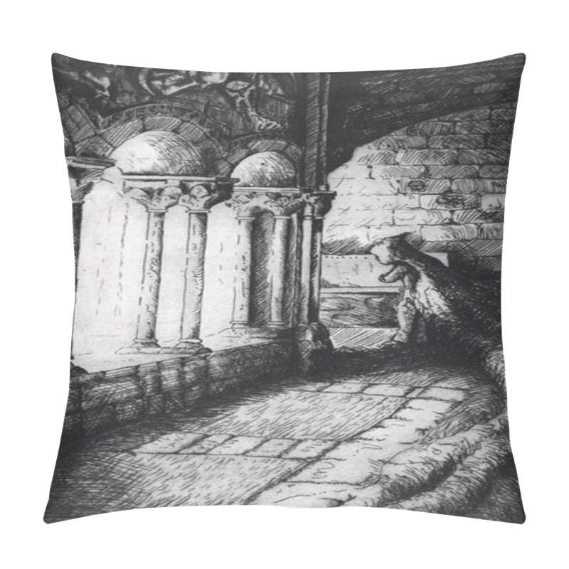 Personality  Tattoo Art, Sketch Of A Abbey Monk Pillow Covers