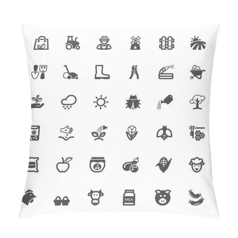 Personality  Agriculture And Livestock Flat Icons. Black Pillow Covers