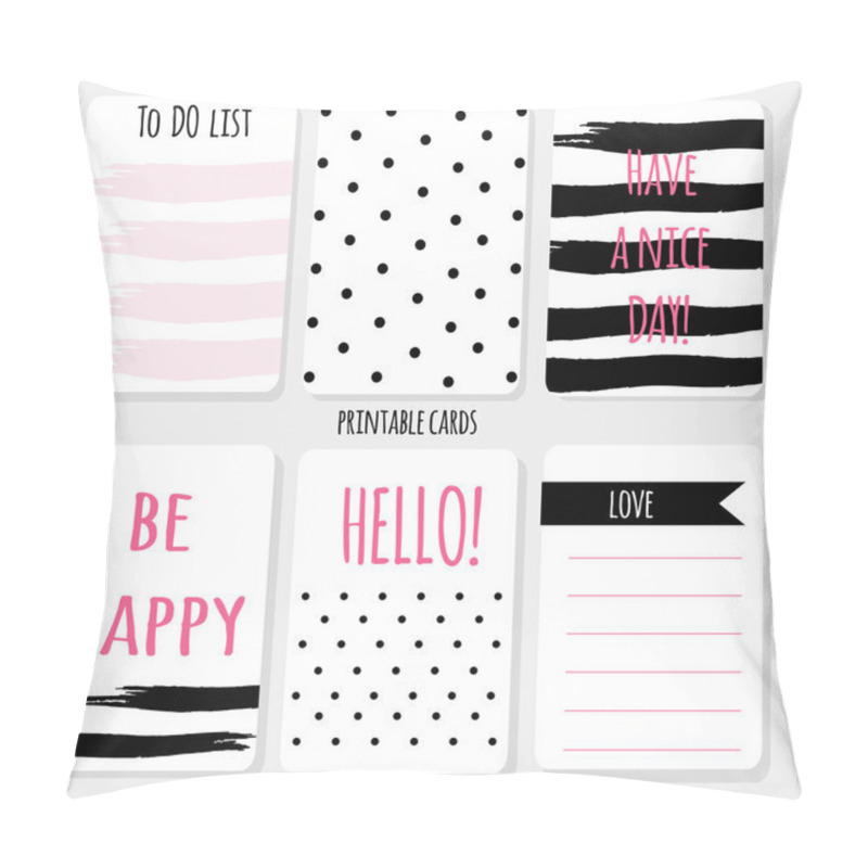 Personality  Printable Cartoon Set  Design Card, Polka Dot, Brush Stroke With Sign Pillow Covers