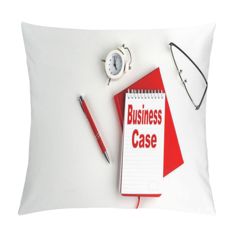 Personality  BUSINESS CASE Text On A Notebook , Red Pen And Notebook, Business Concept, White Background Pillow Covers