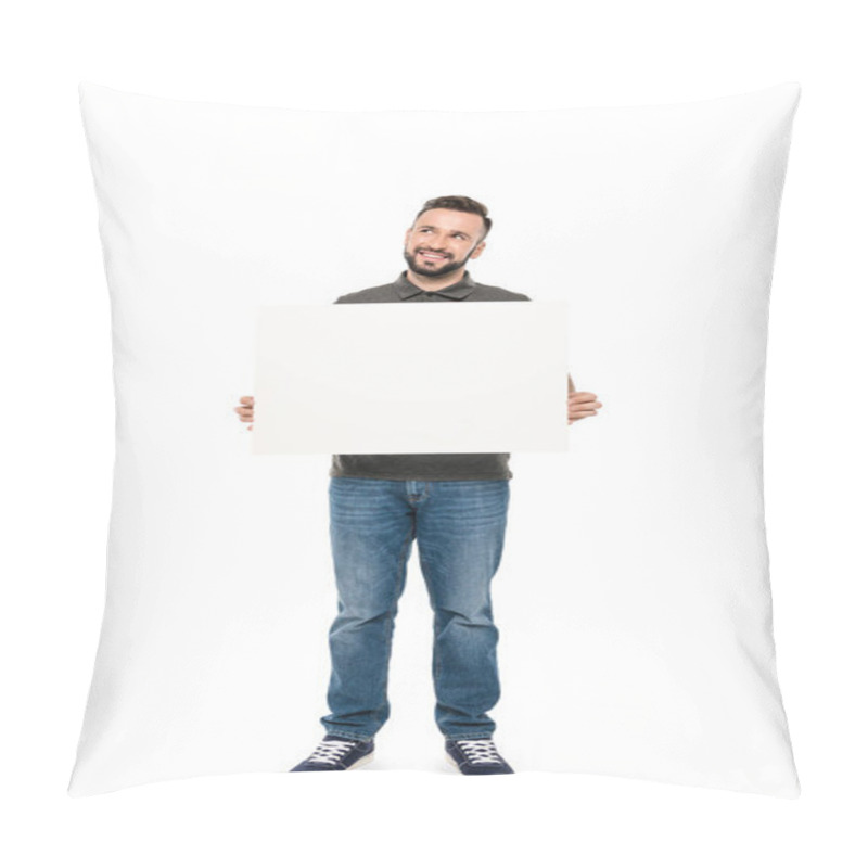 Personality  Man With Blank Banner Pillow Covers