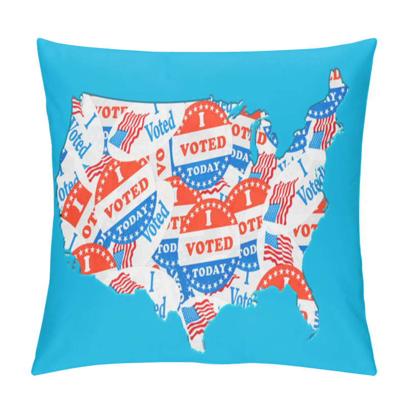 Personality  USA Map Outline Created From Many Election Voting Stickers Or Badges Pillow Covers