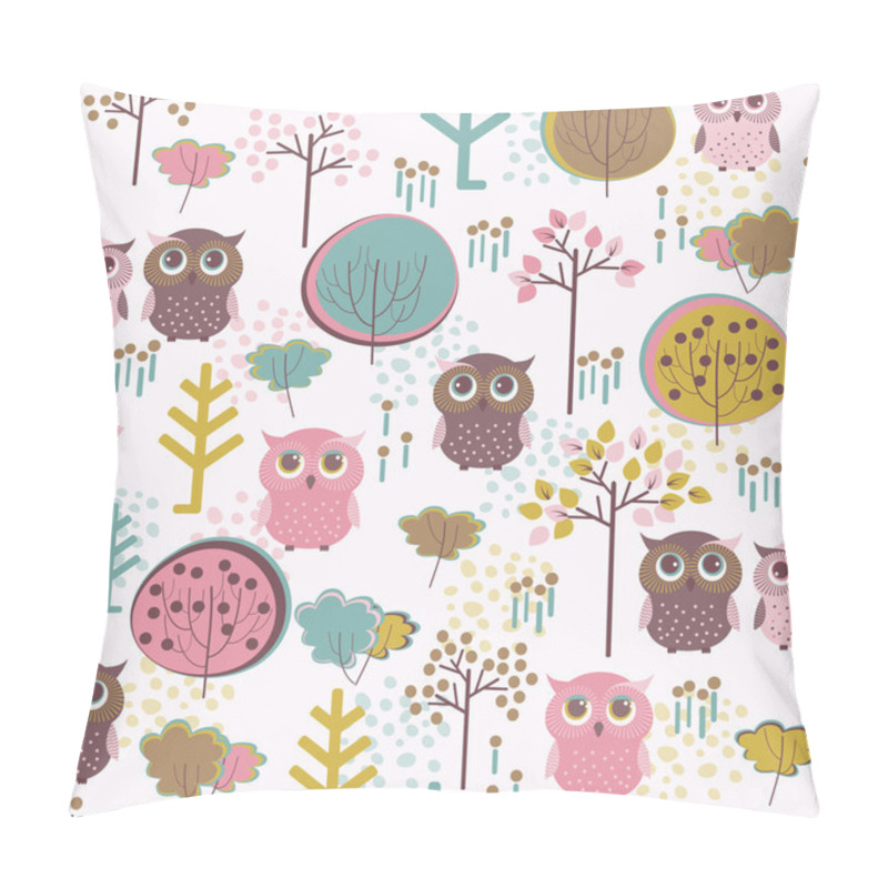 Personality  Pattern With Owls And Trees Pillow Covers