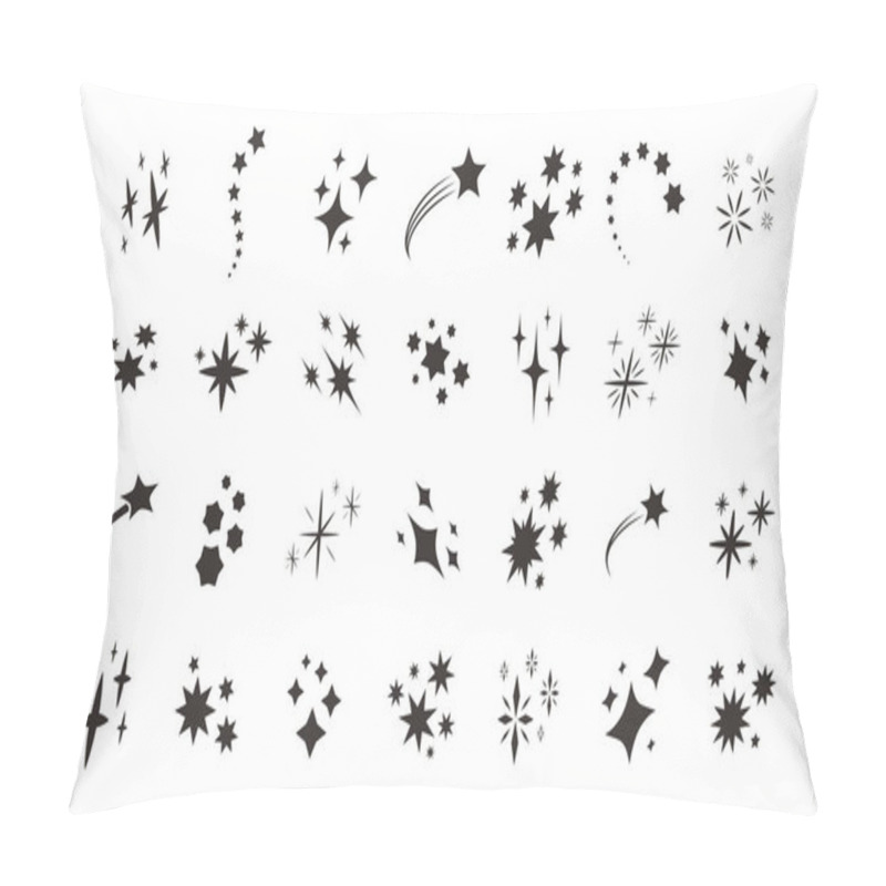 Personality  Stars Sparkle Icons Set Vector. Sparkles Symbols. Shiny, Flash, Twinkling, Decoration Pillow Covers