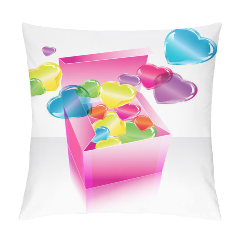 Personality  Open Pink Gift Box With Flying Hearts Pillow Covers