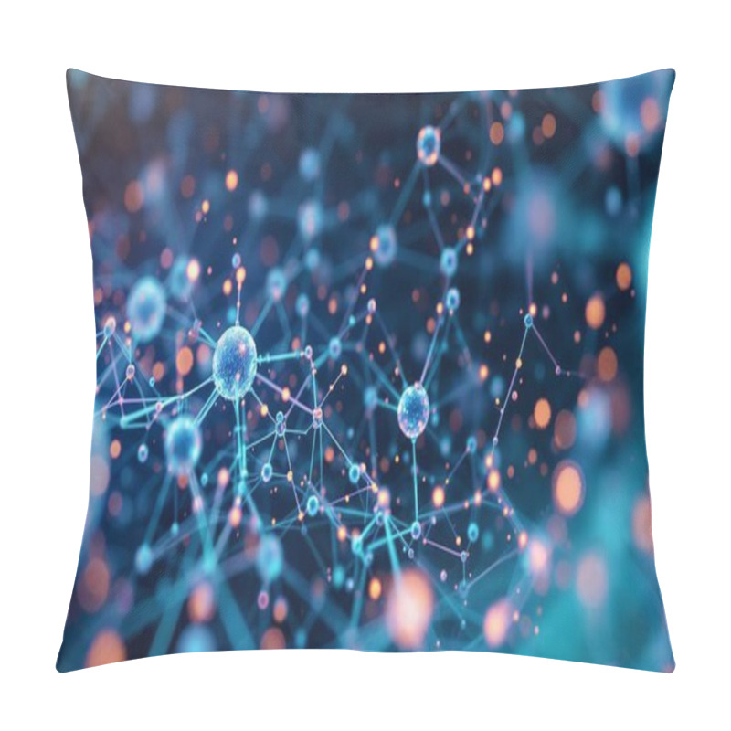 Personality   Big Data Concept. Digital Neural Network. Introduction Of Artificial Intelligence. Cyberspace Of Future. Abstract Business 3D Illustration Neural Cells Pillow Covers