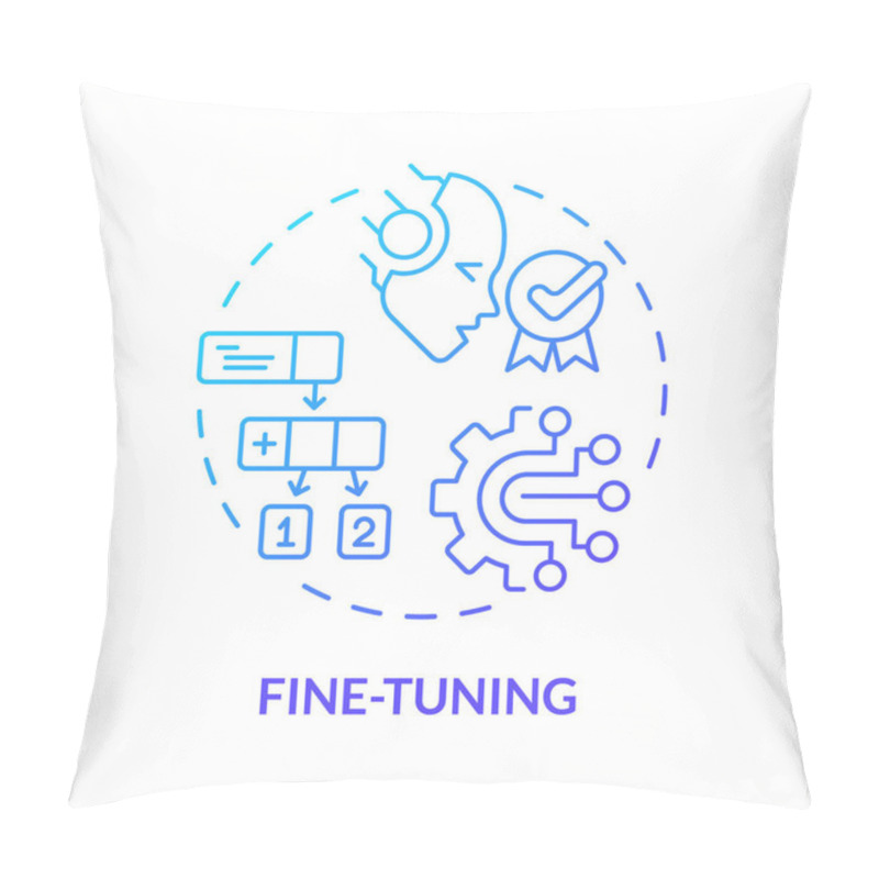 Personality  Ai Fine-tuning Blue Gradient Concept Icon. Virtual Assistant Pre-training. Chatbot Training Data. Round Shape Line Illustration. Abstract Idea. Graphic Design. Easy To Use In Infographic, Presentation Pillow Covers